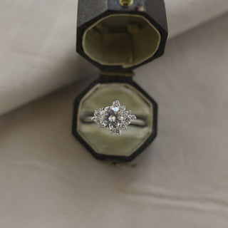 1.05ct Round Cut Cluster Diamond Moissanite Engagement Ring