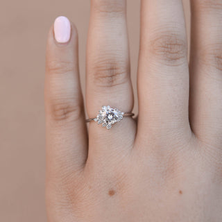 1.05ct Round Cut Cluster Diamond Moissanite Engagement Ring