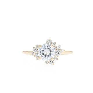 1.05ct Round Cut Cluster Diamond Moissanite Engagement Ring