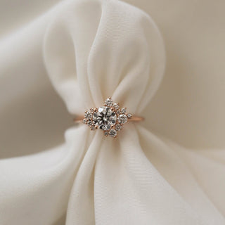 1.05ct Round Cut Cluster Diamond Moissanite Engagement Ring