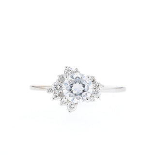 1.05ct Round Cut Cluster Diamond Moissanite Engagement Ring