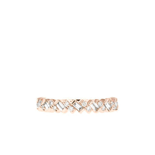 0.44ct Baguette And Round Half Eternity Moissanite Diamond Wedding Band
