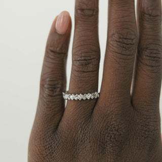 0.44ct Baguette And Round Half Eternity Moissanite Diamond Wedding Band