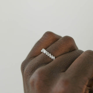 0.44ct Baguette And Round Half Eternity Moissanite Diamond Wedding Band