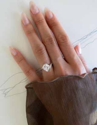 1.0CT-2.0CT Asscher Moissanite Diamond By Pass Engagement Ring With Matching Classic Curved Band
