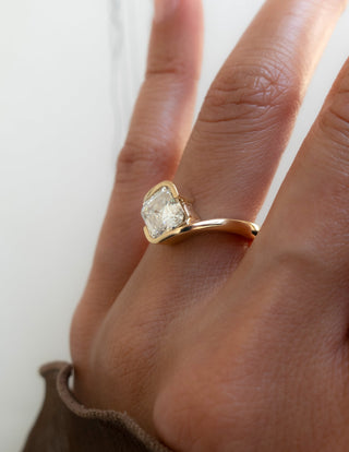 1.0CT-2.0CT Asscher Moissanite Diamond By Pass Engagement Ring With Matching Pave Curved Band