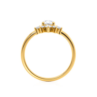Classic 1.50ct pear cluster moissanite ring side profile view