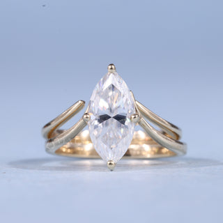 1.50CT-2.50CT Marquise Moissanite Diamond Unique Engagement Rings With Matching Band