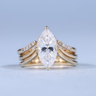 1.50CT-2.50CT Marquise Moissanite Unique Engagement Rings With Matching Double Band