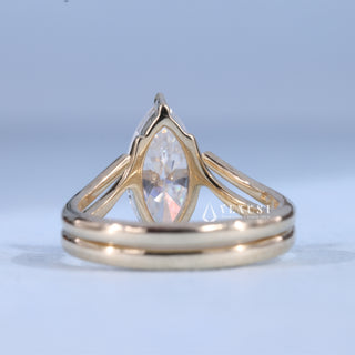 1.50CT-2.50CT Marquise Moissanite Diamond Unique Engagement Rings With Matching Band