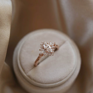 1.0CT Marquise Halo Moissanite Cluster Diamond Engagement Ring