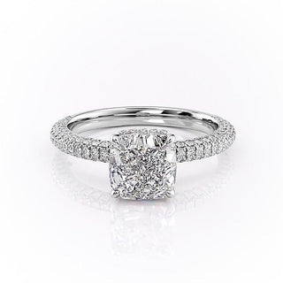 2.54CT Cushion Cut Pave Moissanite Engagement Ring