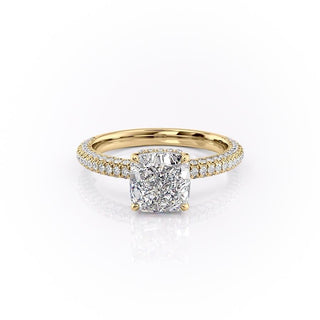 2.54CT Cushion Cut Pave Moissanite Engagement Ring