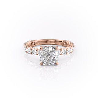 2.15 CT Cushion Cut Pave Moissanite Engagement Ring