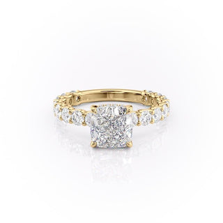 2.15 CT Cushion Cut Pave Moissanite Engagement Ring