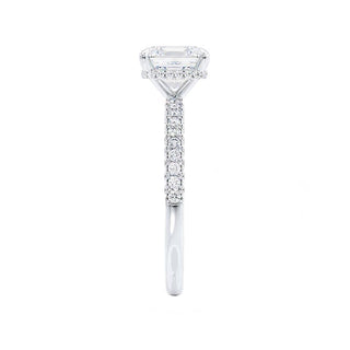 Elegant 1.50ct asscher hidden halo moissanite ring close up of the setting