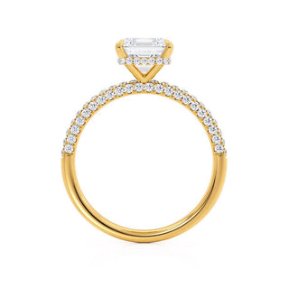 Brilliant 1.50ct asscher hidden halo moissanite ring close up of the setting