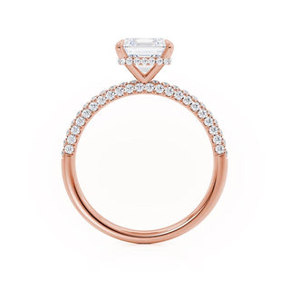 Bold 1.20ct princess hidden halo moissanite ring close up of the setting