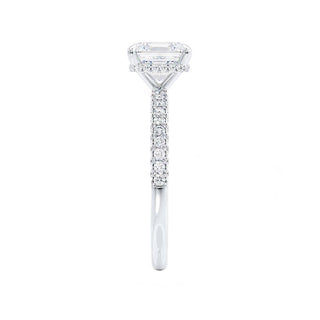 Bold 1.50ct princess hidden halo moissanite ring shown on a finger