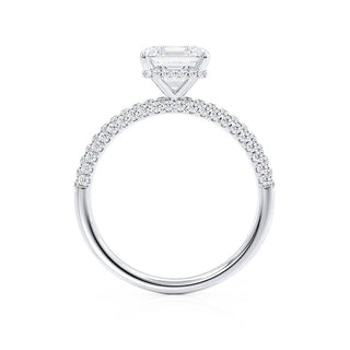 Sparkling 1.20ct princess hidden halo moissanite ring close up of the setting