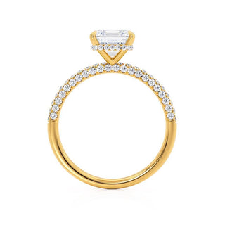 Graceful 1.50ct princess hidden halo moissanite ring close up of the setting