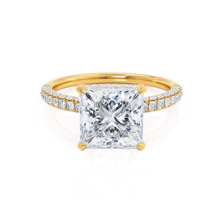 Graceful 1.50ct princess hidden halo moissanite ring front view