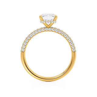 Chic 1.75ct emerald hidden halo moissanite ring top view