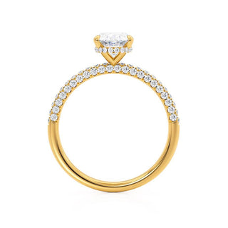 Timeless 4.20ct oval hidden halo moissanite ring close up of the setting