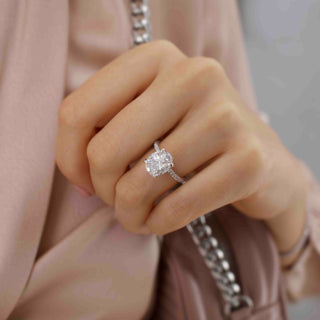 Gorgeous 4.20ct oval hidden halo moissanite ring top view