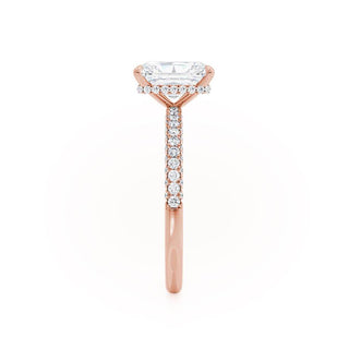 Luminous 1.80ct radiant hidden halo moissanite ring shown on a finger
