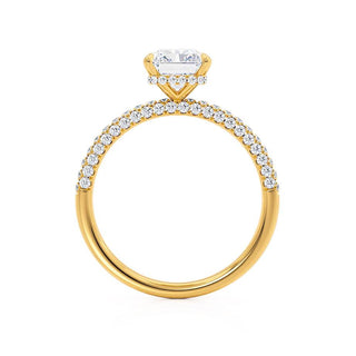 Stunning 1.80ct radiant hidden halo moissanite ring close up of the setting
