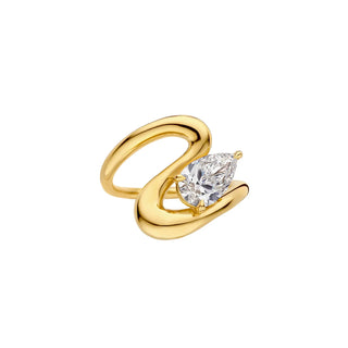1.50ct Pear Diamond Sweeping Wave Band Unique Engagement Ring