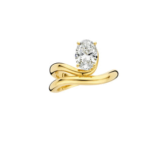 1.70ct Oval Diamond Sweeping Wave Band Unique Engagement Ring