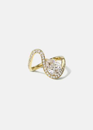 1.50ct Pear Diamond Channel Pave Curved Engagement Ring With Matching Wedding Band
