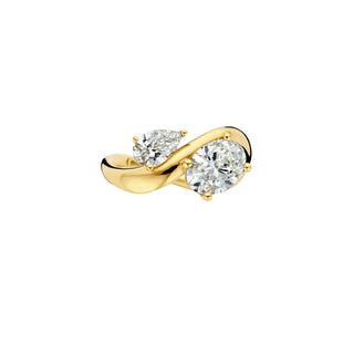 1.55ct Oval & Pear Diamond Toi Et Moi Unique Band Engagement Ring