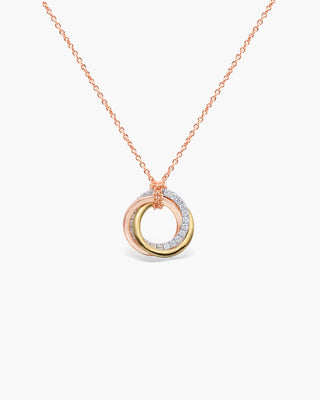 Round Cut Diamond Moissanite Intertwined Tricolor Circle Necklace