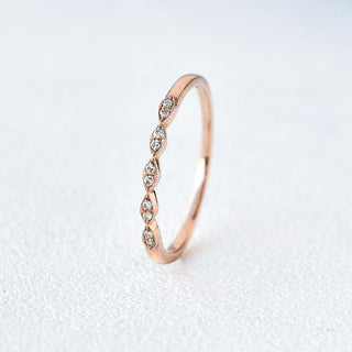 0.10CTW Round Brilliant Cut Half Eternity Thine Vintage Wedding Band