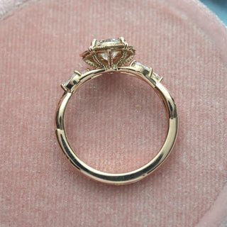 1.0CT Round Cut Cluster Halo Diamond Moissanite Engagement Ring