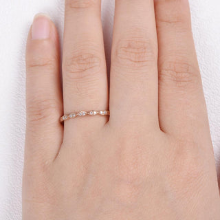 0.10CTW Round Brilliant Cut Half Eternity Thine Vintage Wedding Band