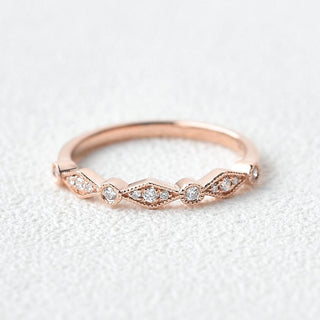 0.18CTW Round Brilliant Cut Moissanite Unique Wedding Band