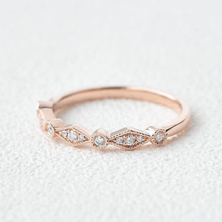 0.18CTW Round Brilliant Cut Moissanite Unique Wedding Band
