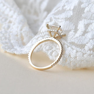 1.50CT Princess Cut Moissanite Hidden Halo Engagement Ring with Full Eternity Wedding Band