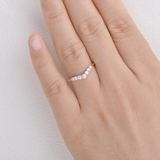 0.22CTW Round Brilliant Cut 1.50 MM Curved Bridal Wedding Band