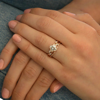 1.0CT Round Cut Cluster Halo Diamond Moissanite Engagement Ring