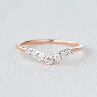 0.22CTW Round Brilliant Cut 1.50 MM Curved Bridal Wedding Band