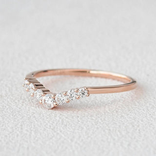 0.22CTW Round Brilliant Cut 1.50 MM Curved Bridal Wedding Band
