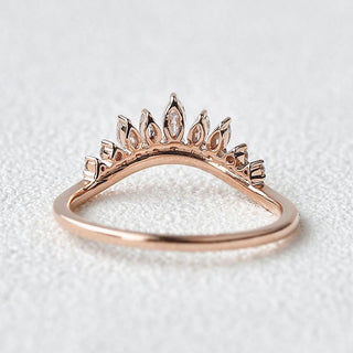 0.40CTW Marquise Cut Curved Vintage Style Stacking Wedding Band