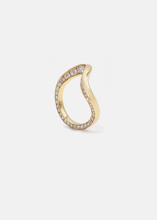 1.50ct Pear Floating Diamond Curved Band Unique Engagement Ring With Wedding Pave Band