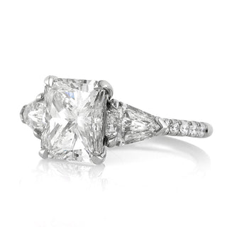 Radiant double three stone moissanite ring side view