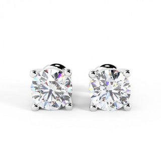 Round Cut Four Prong Diamond Moissanite Stud Earring